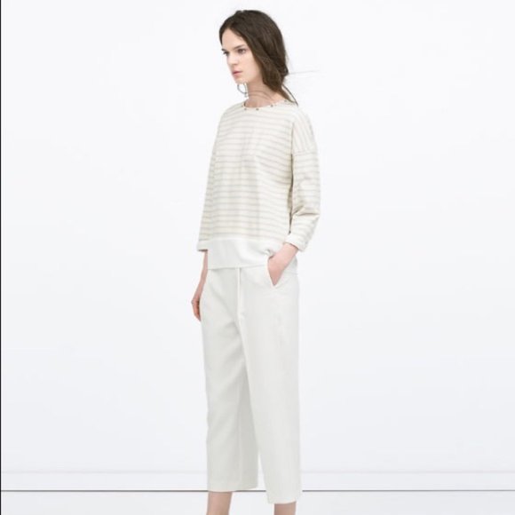 Zara Woman Striped Combination Top with Necklace - Picture 3 of 8